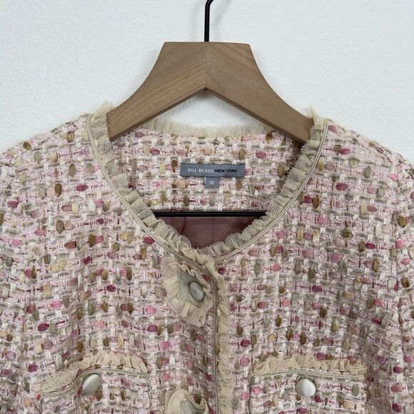 Vtg Bill Blass Jacket Womens 12 Pink Feminine Preppy Evening Bridgerton Fancy - Picture 5 of 16